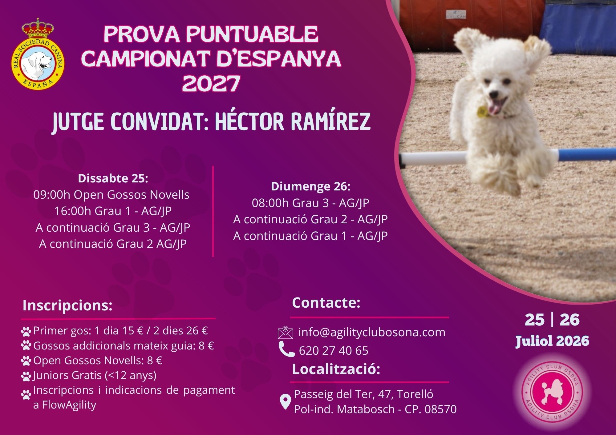 Cartell prova RSCE Juliol 2026 Agility Club Osona